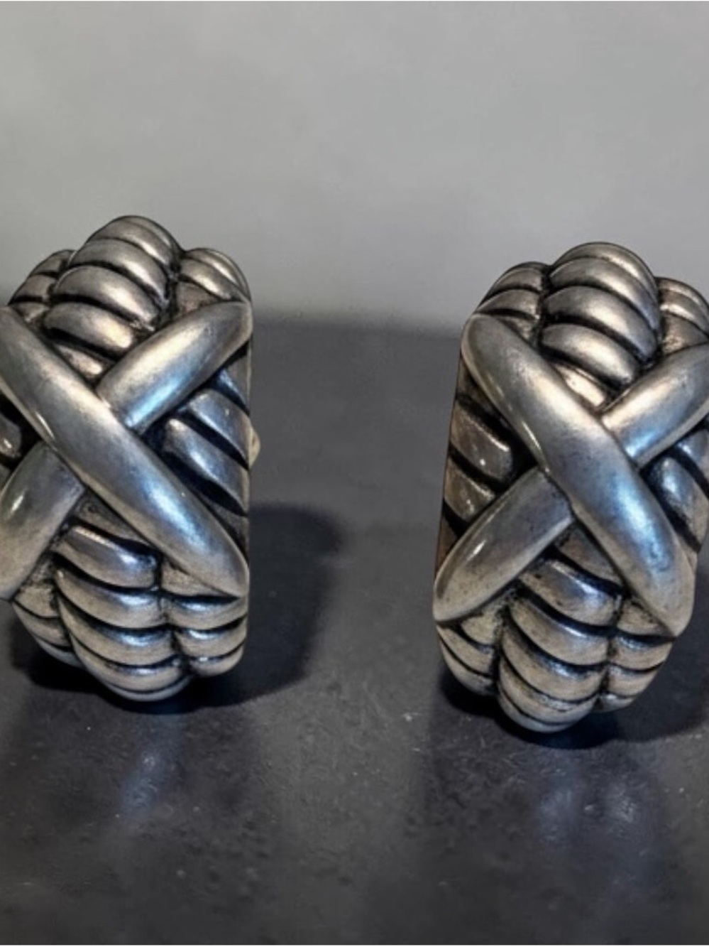 Silver plated clip on earrings.